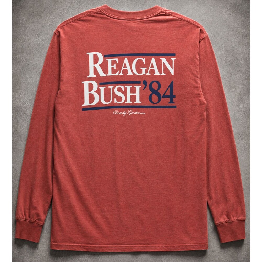 Reagan Bush 84 T Shirt Mens L Rowdy Gentleman Red Long Sleeve Pocket Tee